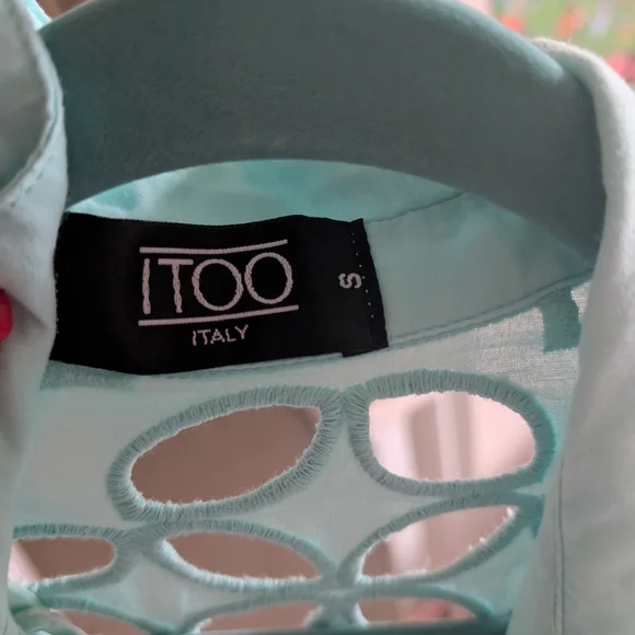 Tiffany Blue Eyelet Button-Down Dress - Picture 8 of 8